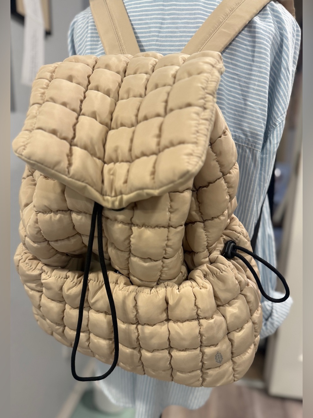 FP Movement Free People Quilted Hiker Backpack Tan One Size - Picture 2 of 13